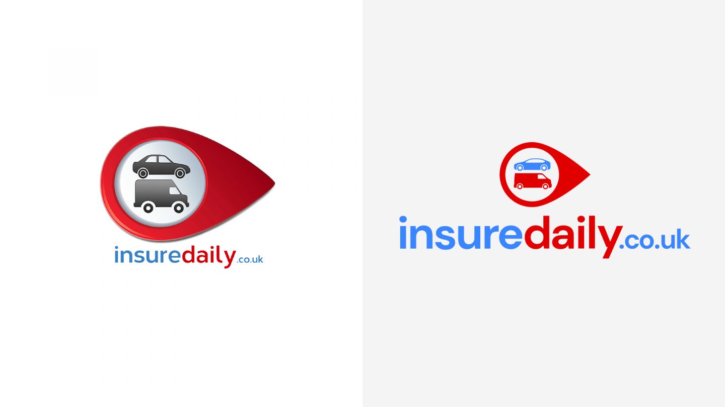 Before and after example for the rebranding of the Insure Daily logo