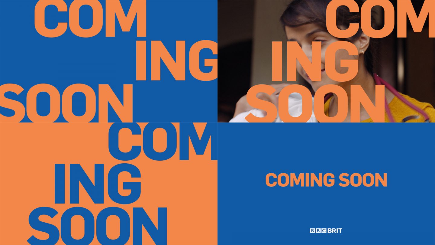 Grid of 4 images showing Coming Soon bumper packaging for BBC Brit rebrand