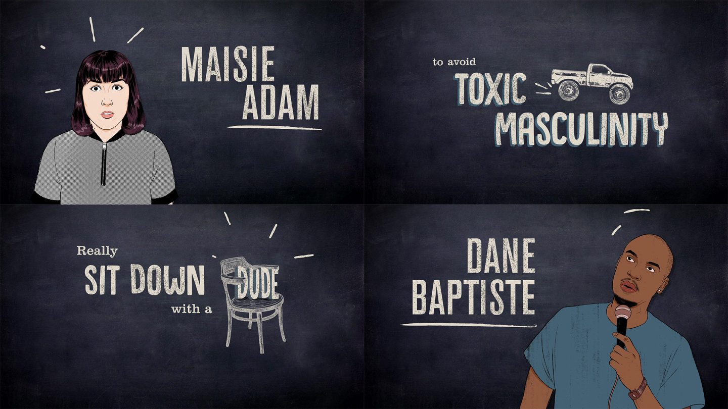 Grid of 4 images showing still frames from the Dave CALM TV advert